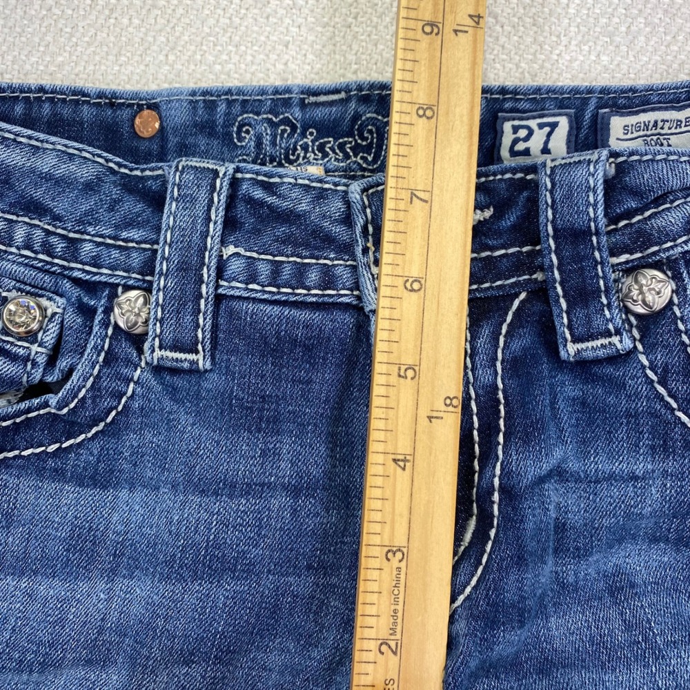 Miss Me Signature Bootcut Jeans Womens 27x 34 Medium Wash Blue Low Rise JW8168B - Picture 8 of 15